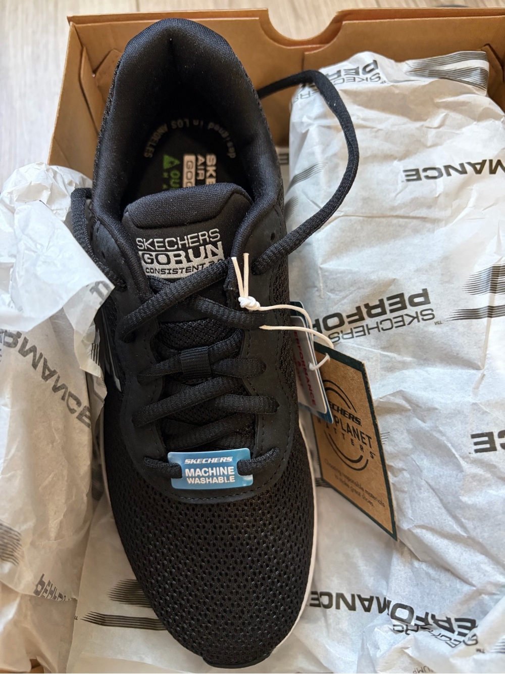 Skechers Women’s Black Mesh Lace-Up Sneakers